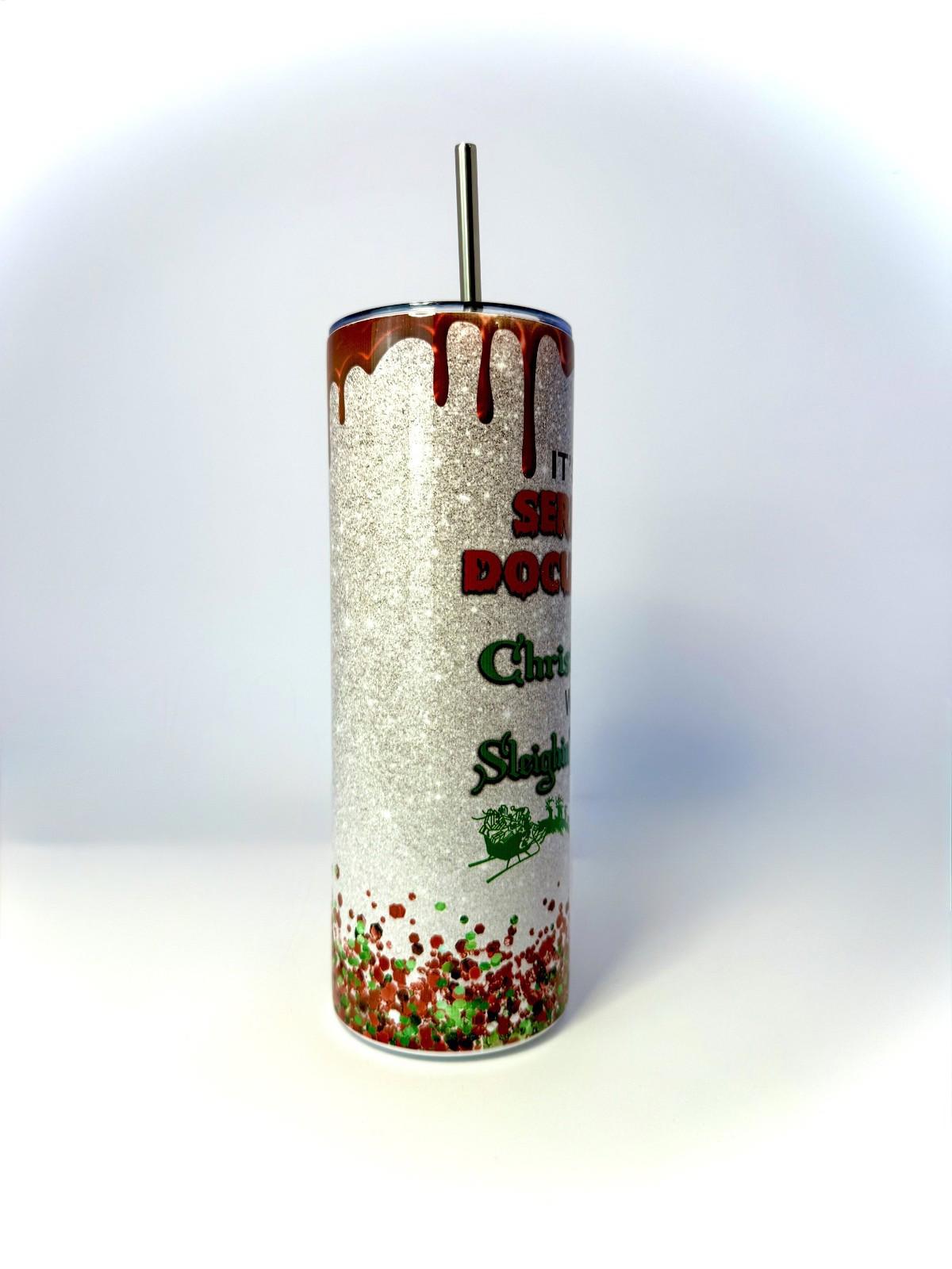 20 oz Slayin Christmas Stainless Steel Tumbler with Lid, Straw