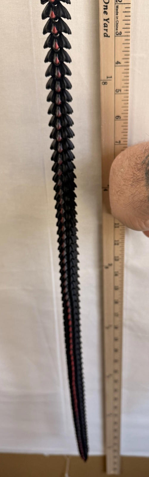 3D Printed LONG Dragon/Snake - PLA - Black and Smoked Red - 5 Feet 4 Inches