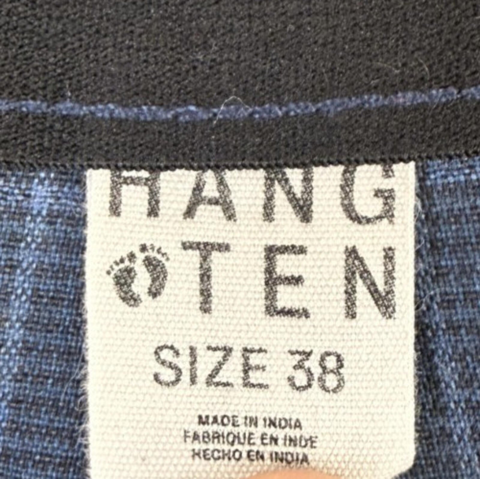 Hang Ten Shorts Navy Check Plaid Sz 38 - 10in Inseam Surf Swim Casual