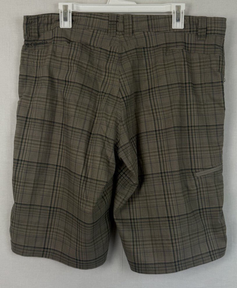 Columbia Omni-Wick Plaid Golf Hiking Shorts Brown 38W 12” Inseam