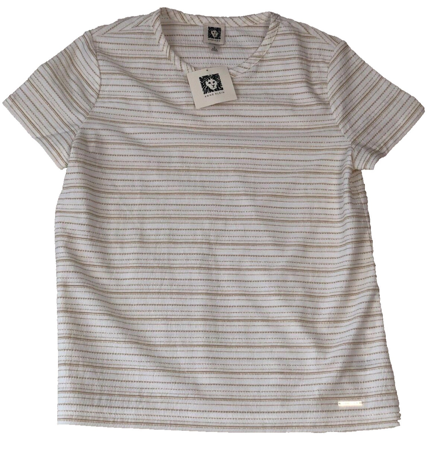 Anne Klein Womens top Size s bright white/gold