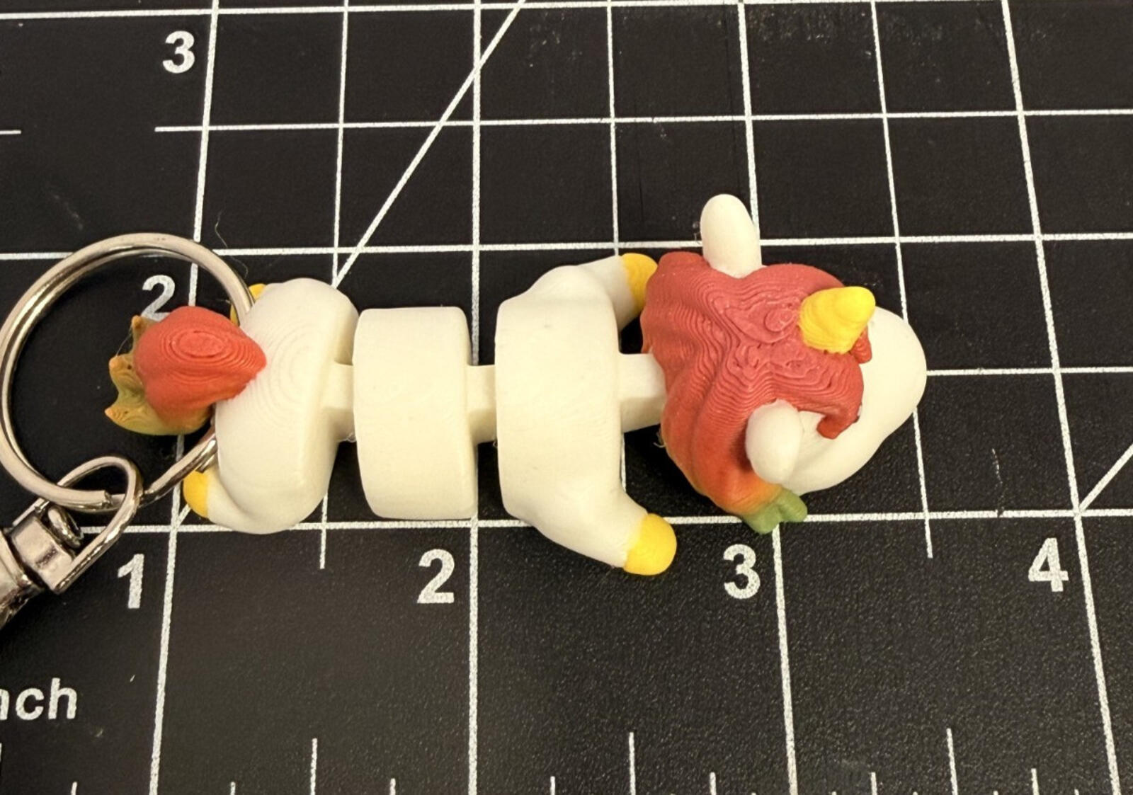 3D Printed Articulated Rainbow Unicorn Keychain - 3 1/2 inches