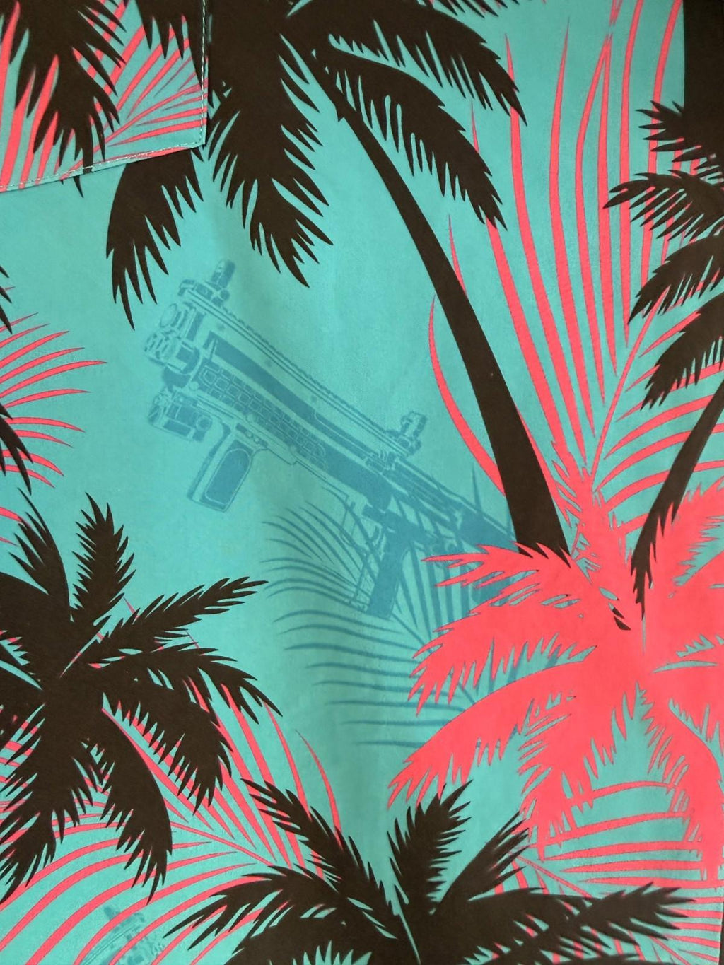 Retro Rifle Men’s 3xl Button Up Shirt High Crown Palm Tree Vice City GTA Style