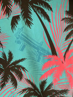 Retro Rifle Men’s 3xl Button Up Shirt High Crown Palm Tree Vice City GTA Style