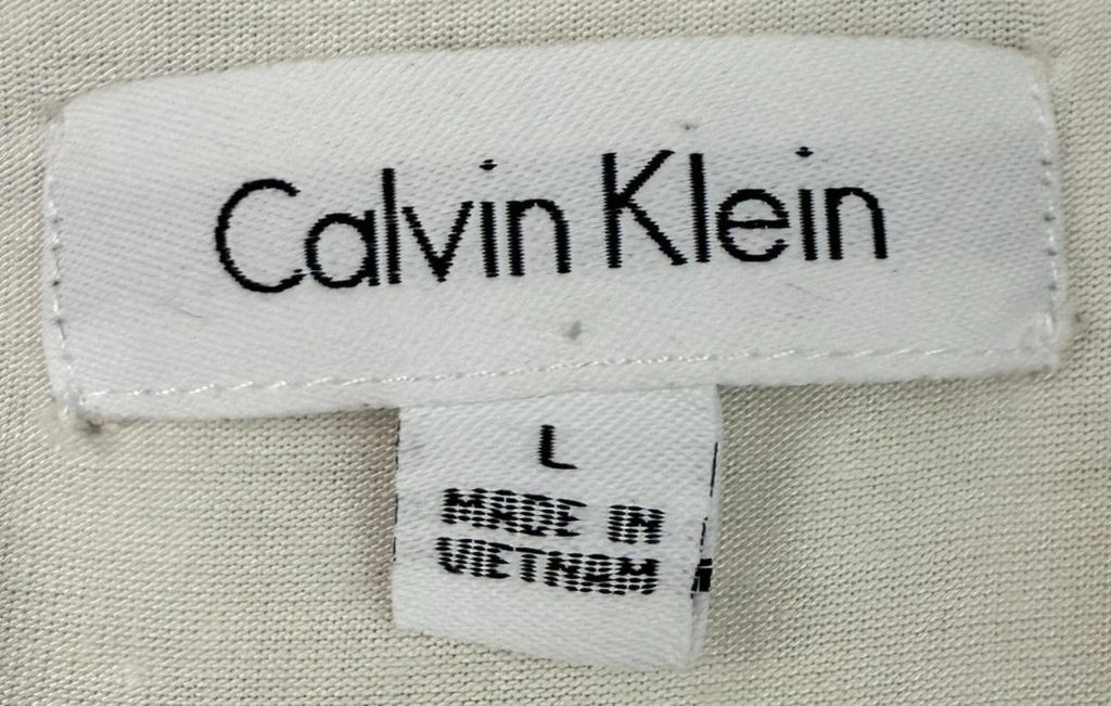 Calvin Klein Womens Blouse Size L Black and White Lined Polyester
