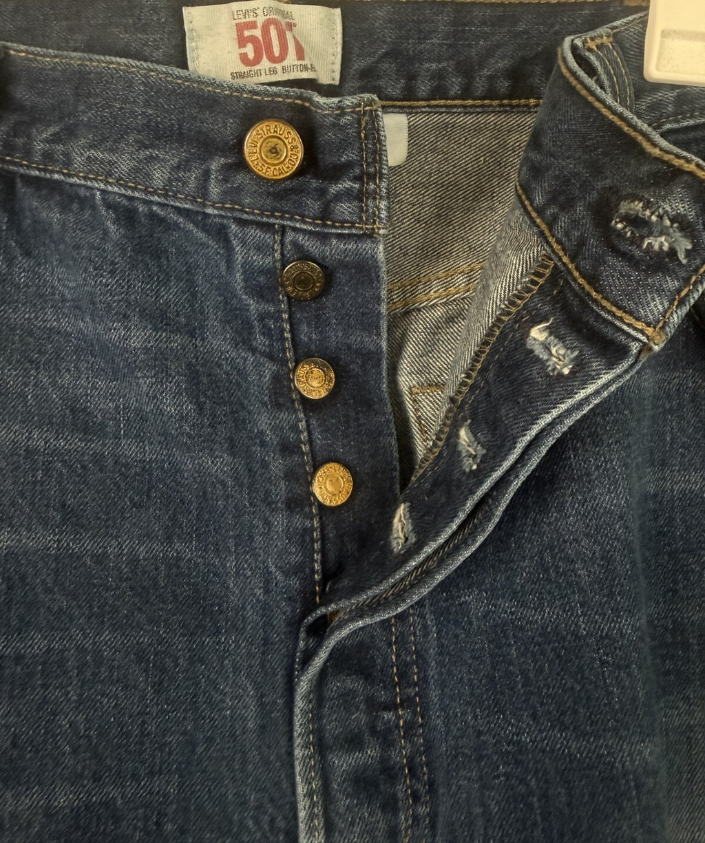 Vintage Levis 501 Jeans Mens 40x32 Blue Denim Button Fly Straight Leg