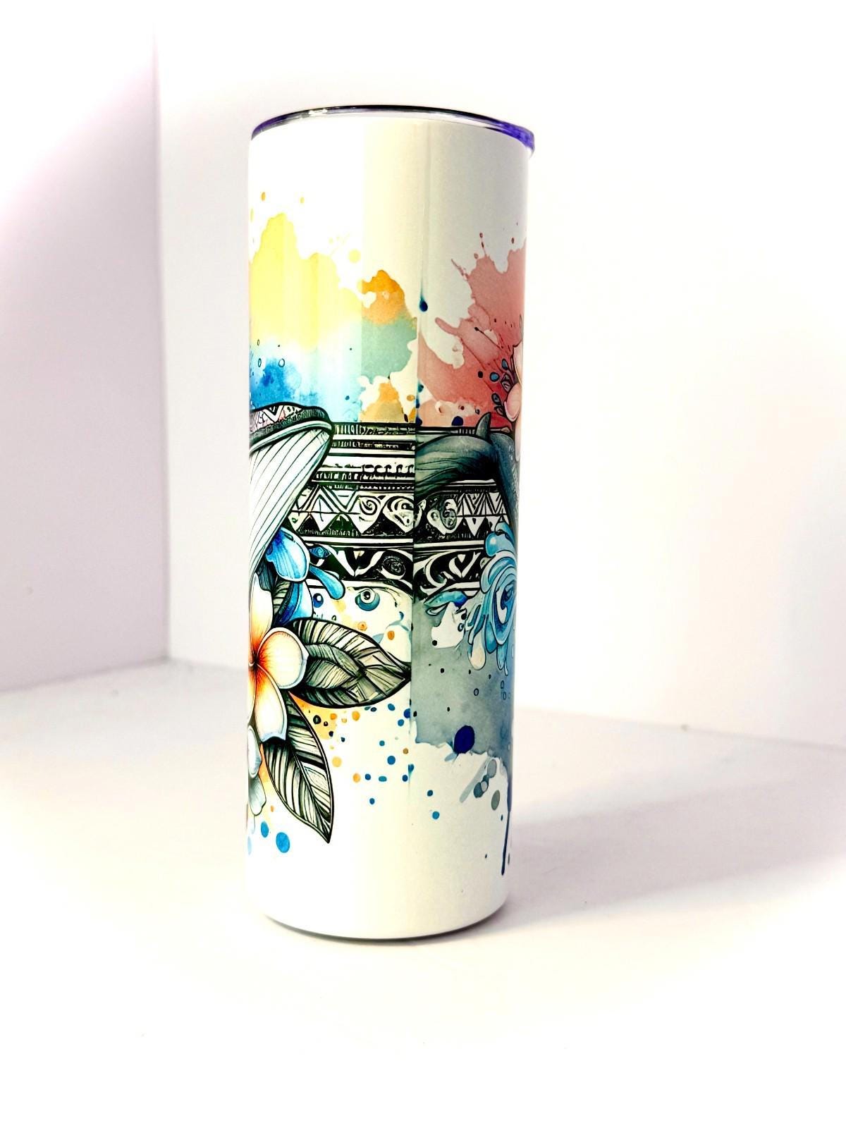 20 oz Whale Stainless Steel Tumbler with Lid, Straw