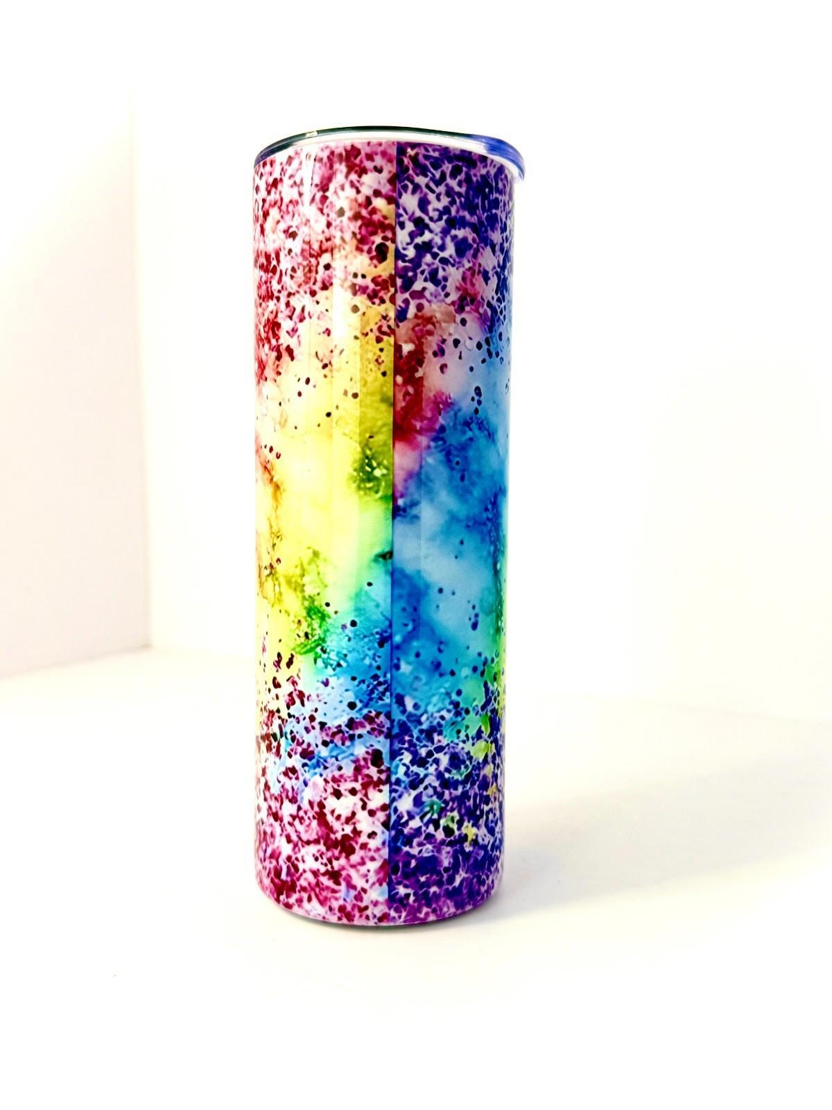 20 oz Happy Camper Colorful Stainless Steel Tumbler with Lid, Straw
