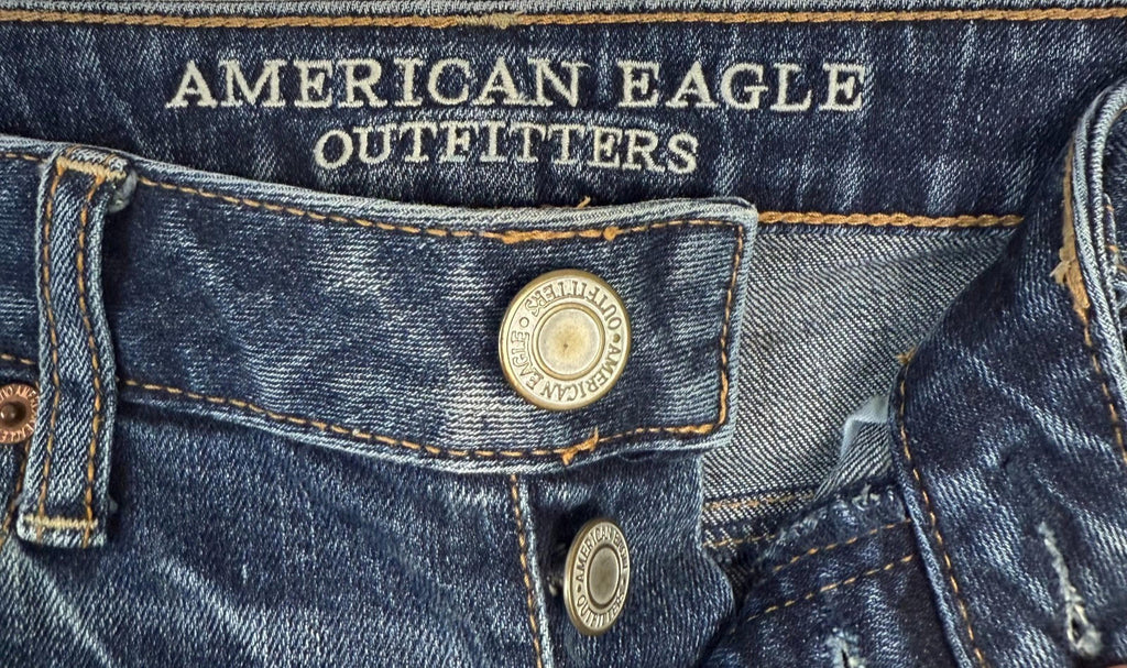 American Eagle Womens Jeans Size 2 Boy Crop Stretch Button Fly Dark Wash