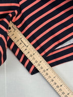 J Crew Striped Womens Shorts Size 4 Preppy Mid Rise 100% Cotton Dark Blue Coral