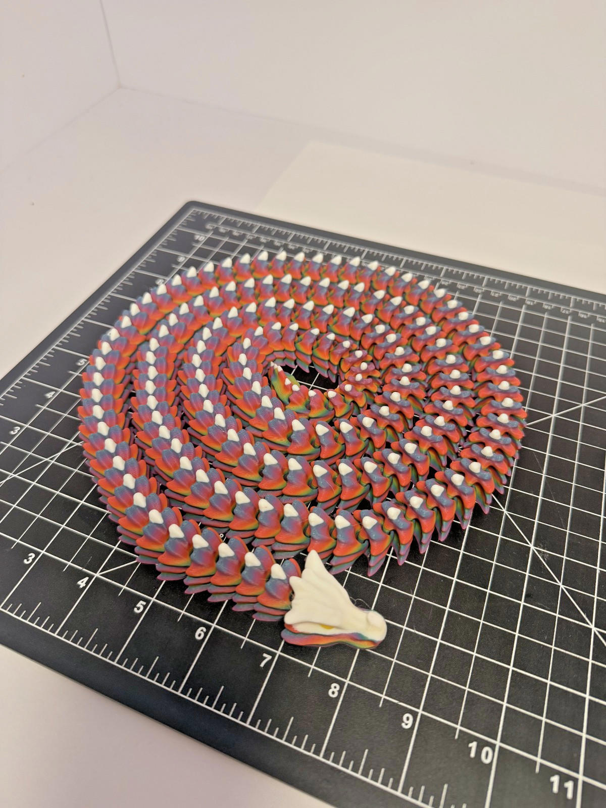 3D Printed LONG Dragon/Snake - PLA - Rainbow and White - 5 Feet 4 Inches