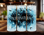 20 oz Supernatural Stainless Steel Tumbler with Lid, Straw - Smoke