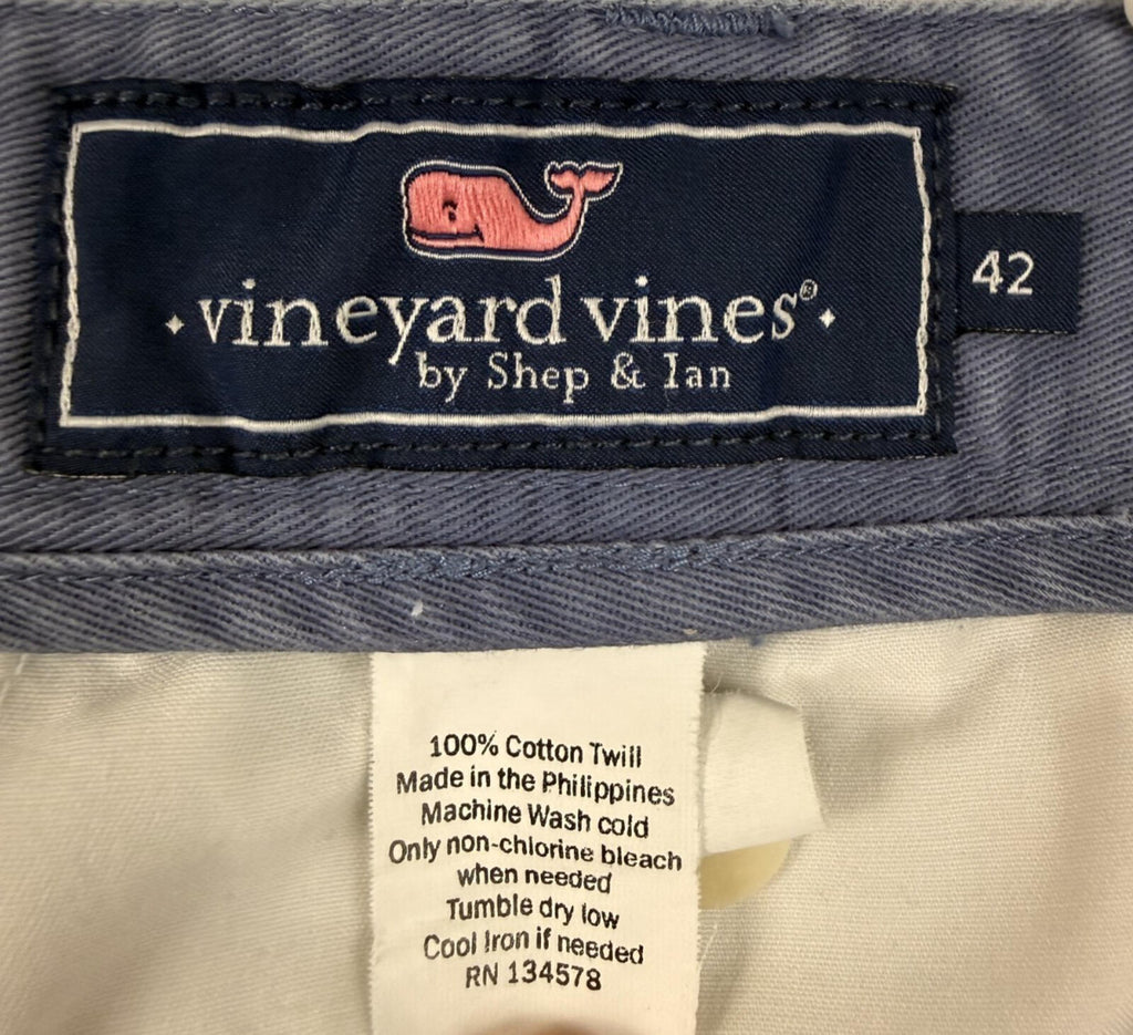 Vineyard Vines Shorts Mens Sz 42 Blue Breaker Embroidered Fish Bones Chino