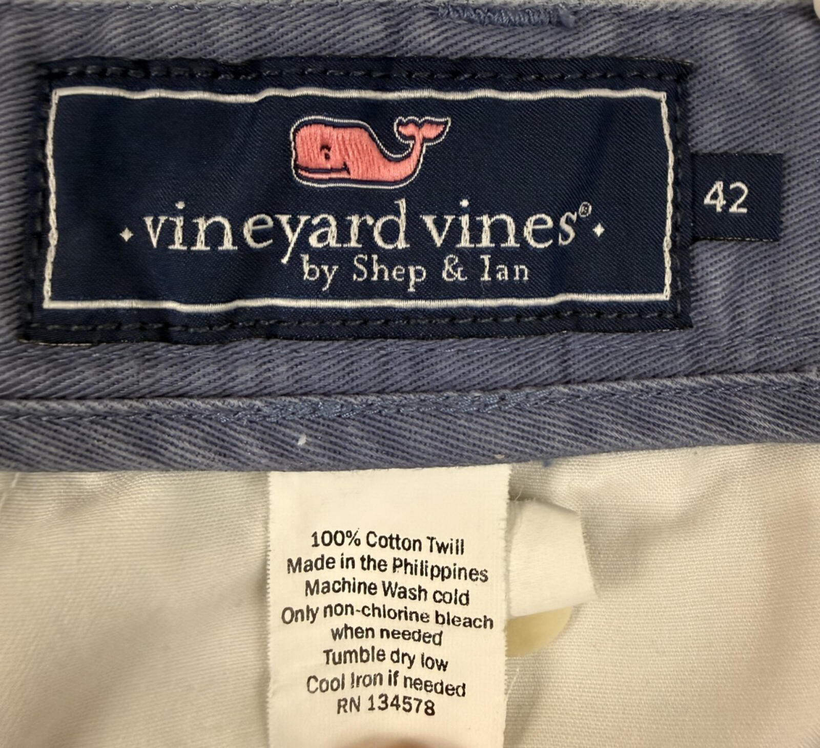 Vineyard Vines Shorts Mens Sz 42 Blue Breaker Embroidered Fish Bones Chino