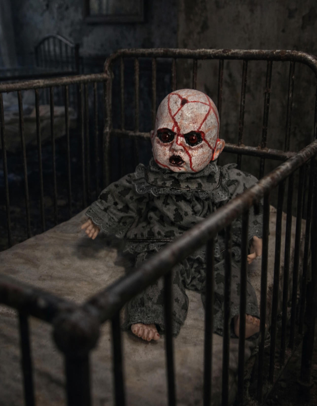 Demon Baby - OOAK Scary Creepy Doll 14" Hand Painted Horror Haunting Art