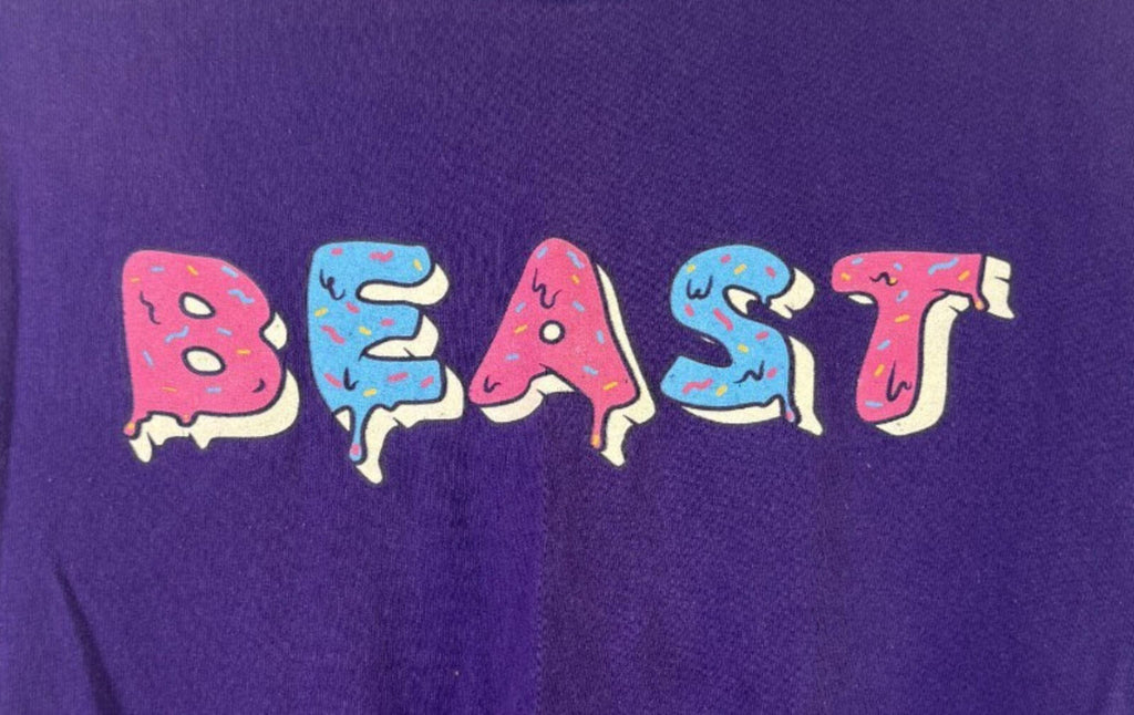 Mr Beast Graphic Tee Shirt Girls Sz Small Limited Edition Purple You Tube
