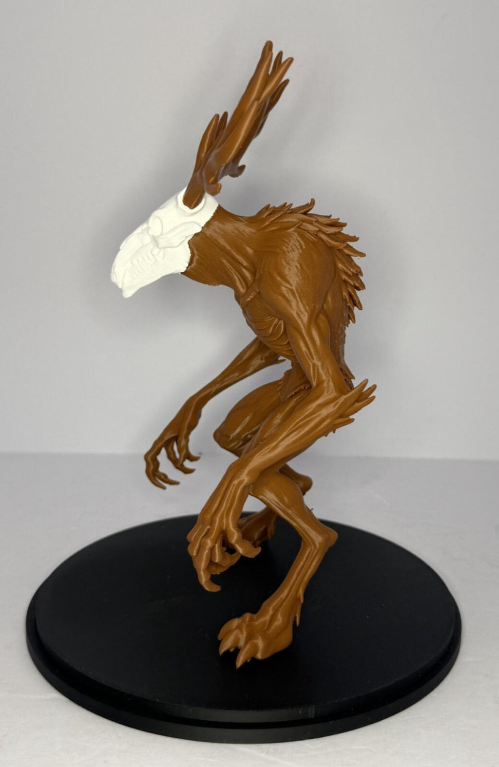 3D Printed Wendigo - 9 in - Brown and White PLA - with base