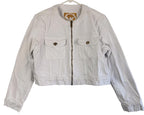 Michael Kors Jacket Womens Sz Large White Cropped Full Zip Denim