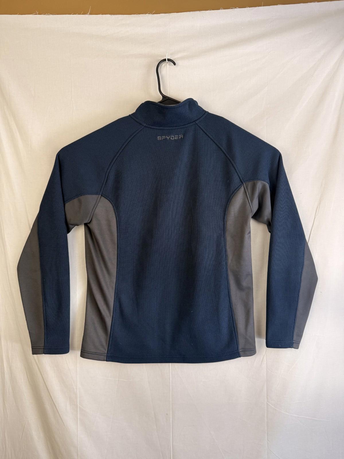 Spyder Men's Full Zip Knit Jacket Waffle Knit Gray & Blue Size M