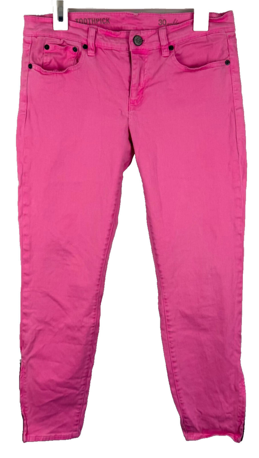 J Crew Toothpick Ankle Jeans Womens Sz 30 Pink Cotton Stretch 5 Pocket Zip Ankle