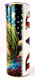 20 oz Dad Fishing Stainless Steel Tumbler with Lid, Straw