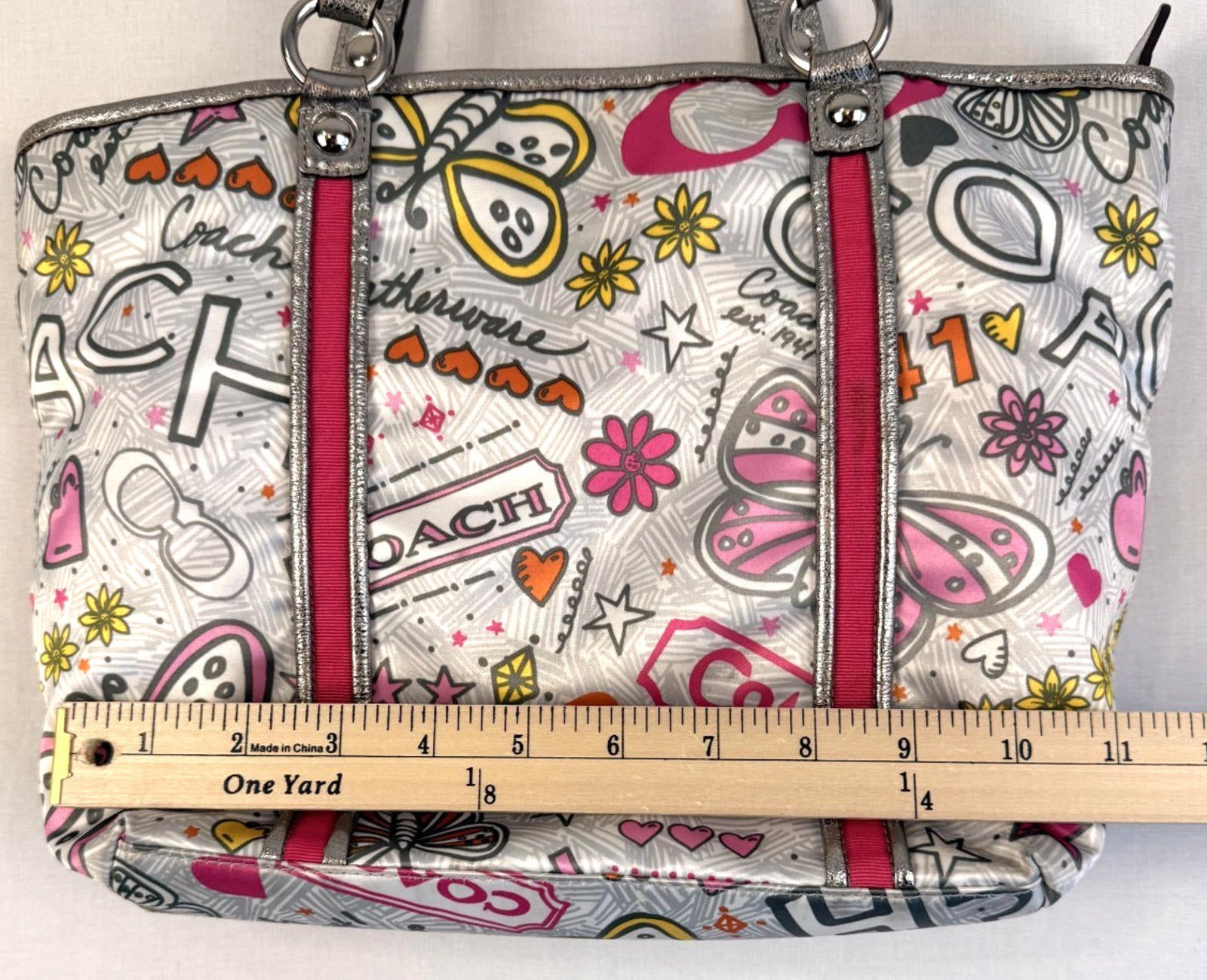 COACH Vintage Y2K Bandana Graffiti Butterfly Shoulder Bag Tote Purse F15712