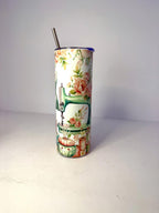 20 oz Floral Sewing Stainless Steel Tumbler with Lid, Straw