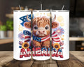 20 oz America Highlandcow Stainless Steel Tumbler with Lid, Straw