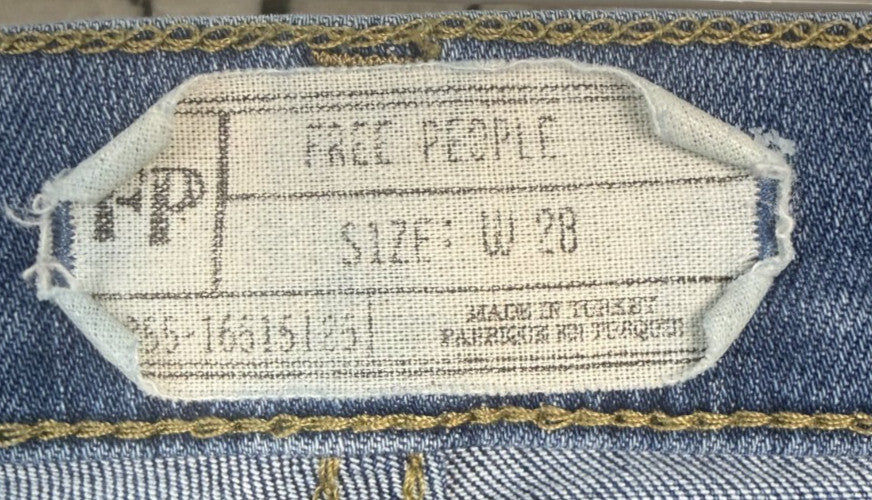Free People Button Fly Raw Hem Ankle Blue Denim Skinny Jeans Size 28