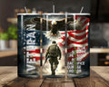 20 oz Veteran Stainless Steel Tumbler with Lid, Straw - Patriotic