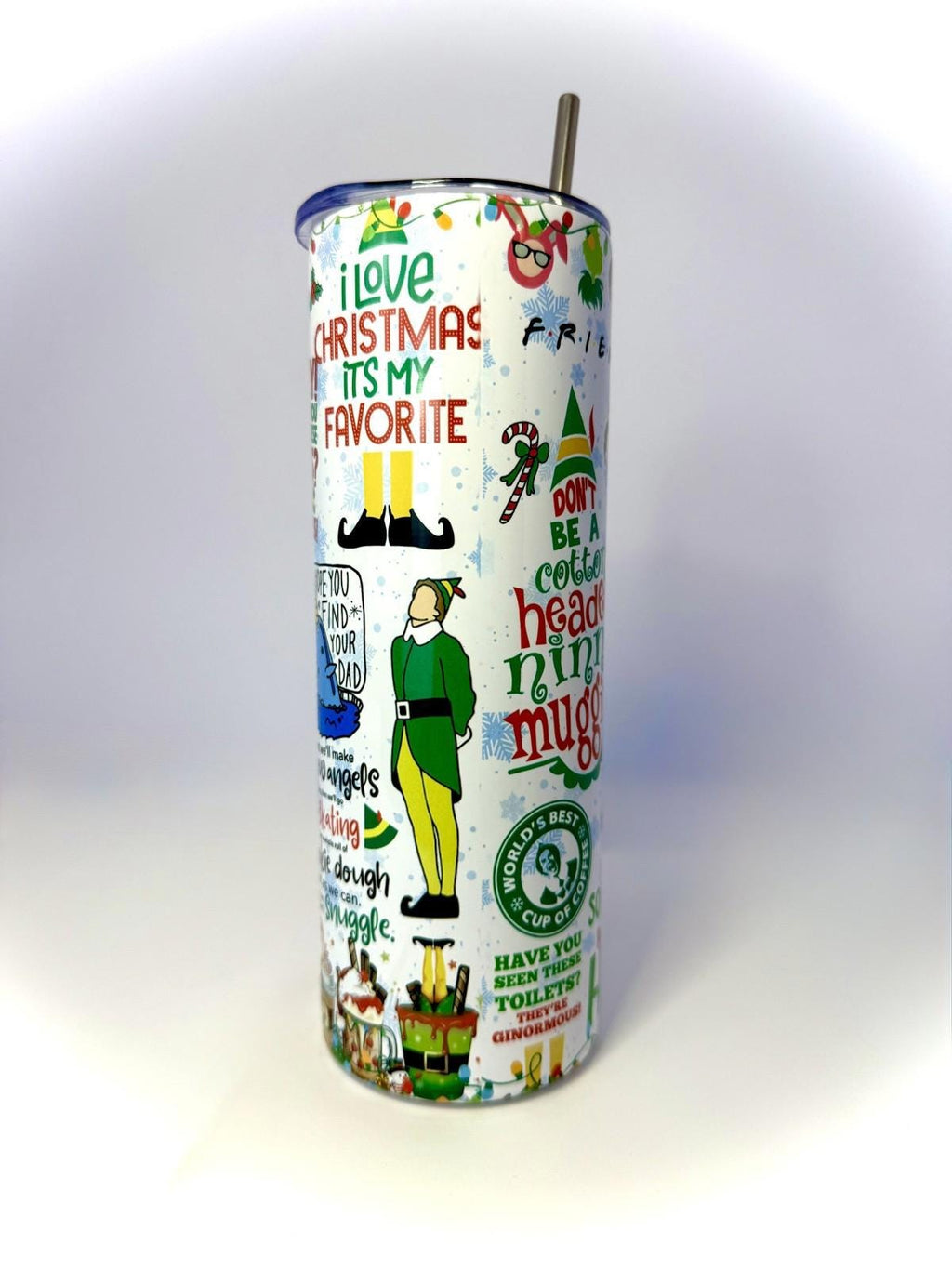 20 oz Elf Stainless Steel Tumbler with Lid, Straw