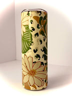 20 oz Flowers Stainless Steel Tumbler with Lid, Straw