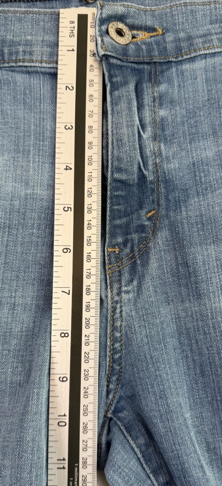 Levis 515 Boot Cut Stretch Blue Jeans Womens Sz 12 Short Raw Hem