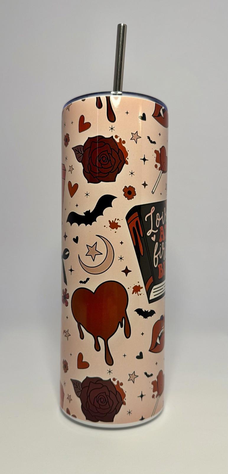 20 oz Love at First Bite Stainless Steel Tumbler with Lid, Straw