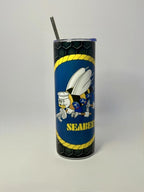20 oz Navy Seabee Stainless Steel Tumbler with Lid, Straw