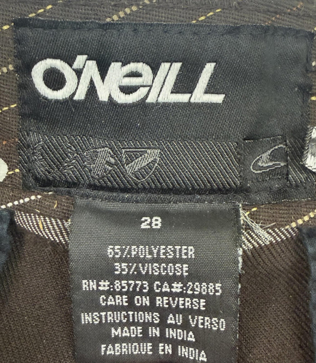ONEILL Warren Bermuda Shorts Mens 28 Brown Plaid Soft Viscose Blend Surf Beach