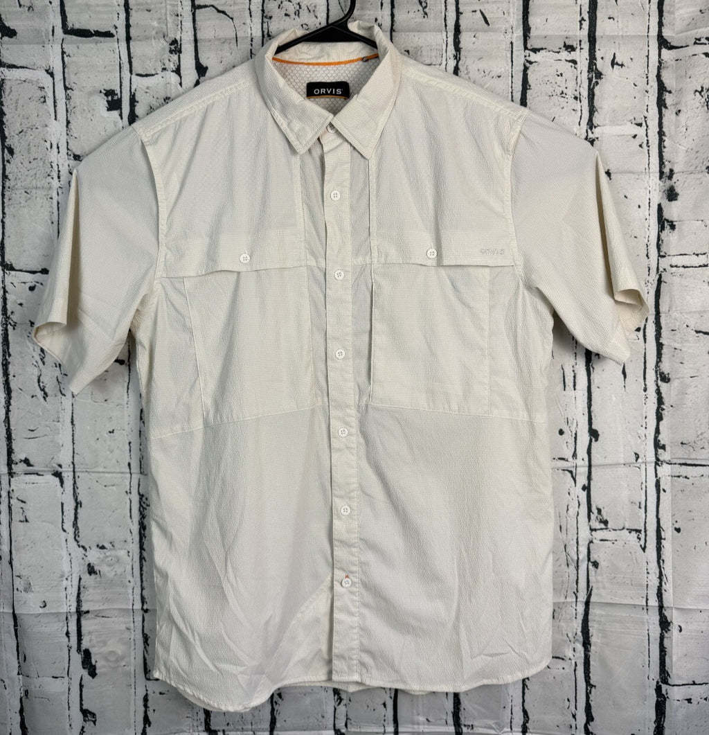Orvis Open Air Caster Ventilated Short Sleeve Fishing Shirt Mens Sz Medium Cream