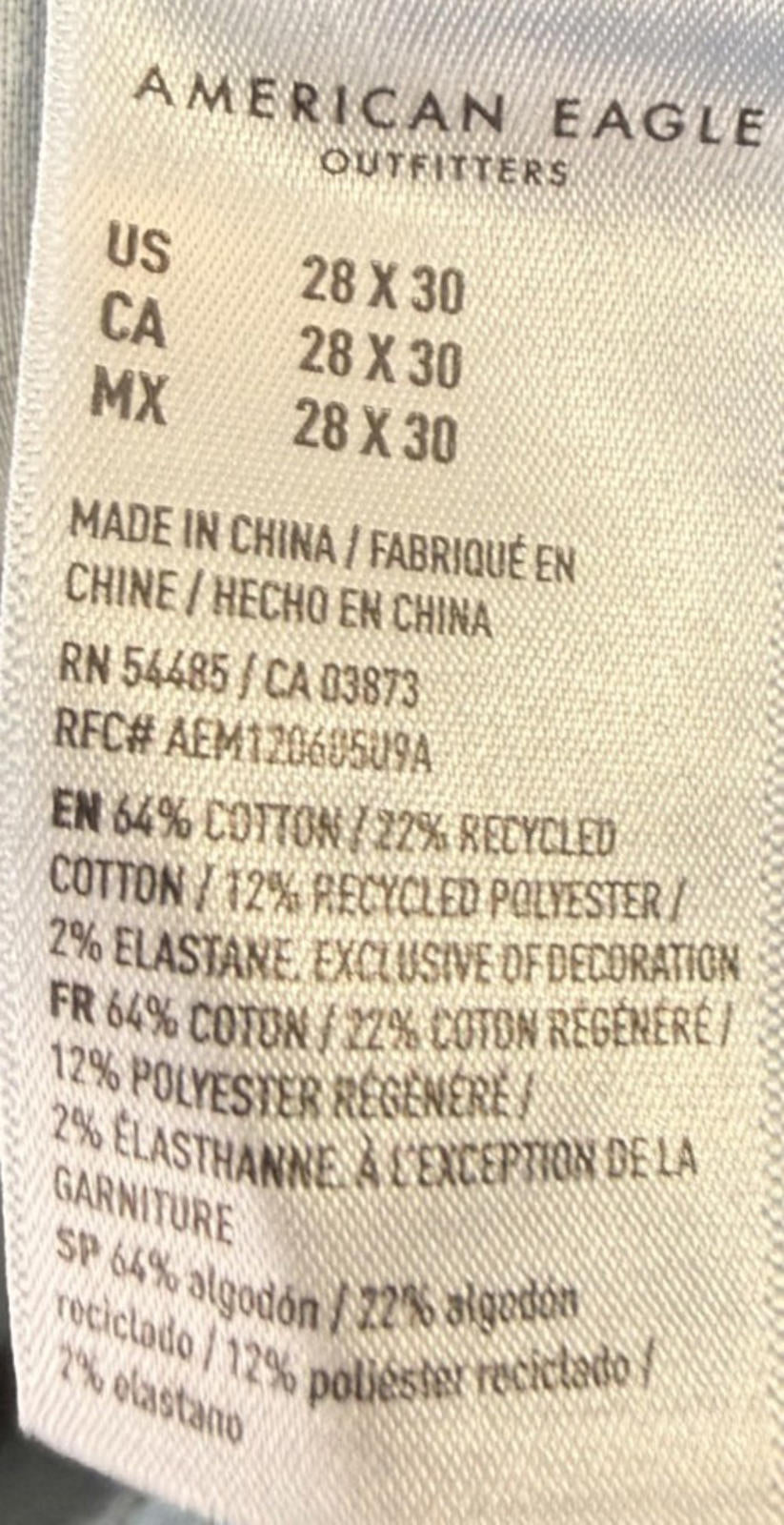 American Eagle Mens Jeans Athletic Straight Airflex + Men’s Size 28x30