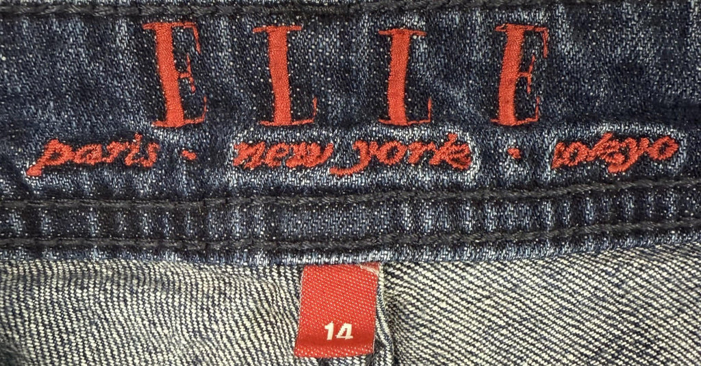 ELLE Jeans Womens 14 Embroidered Floral Skinny Stretch Denim No Front Pockets