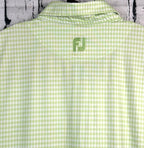 FJ FootJoy Polo Shirt Mens Size XL Tall Green Checkered Casual Golf Short Sleeve