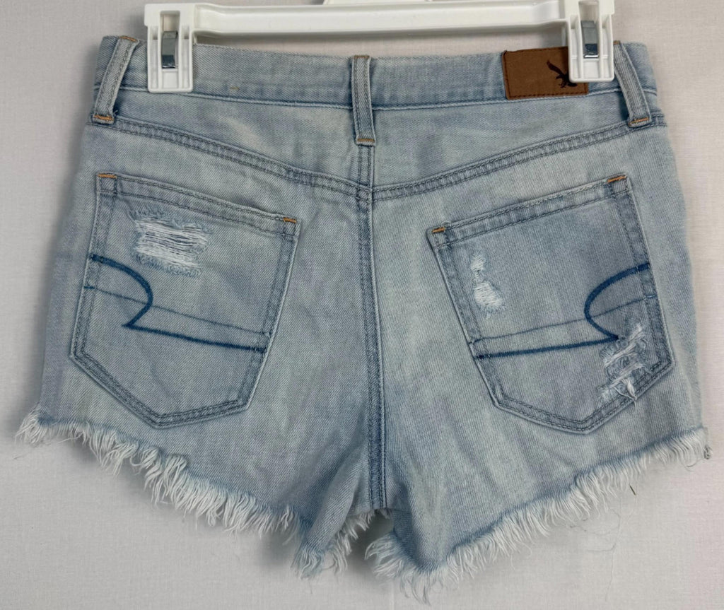 American Eagle Womens Shorts Sz 0 Button Fly Vintage HiRise Festival Distressed