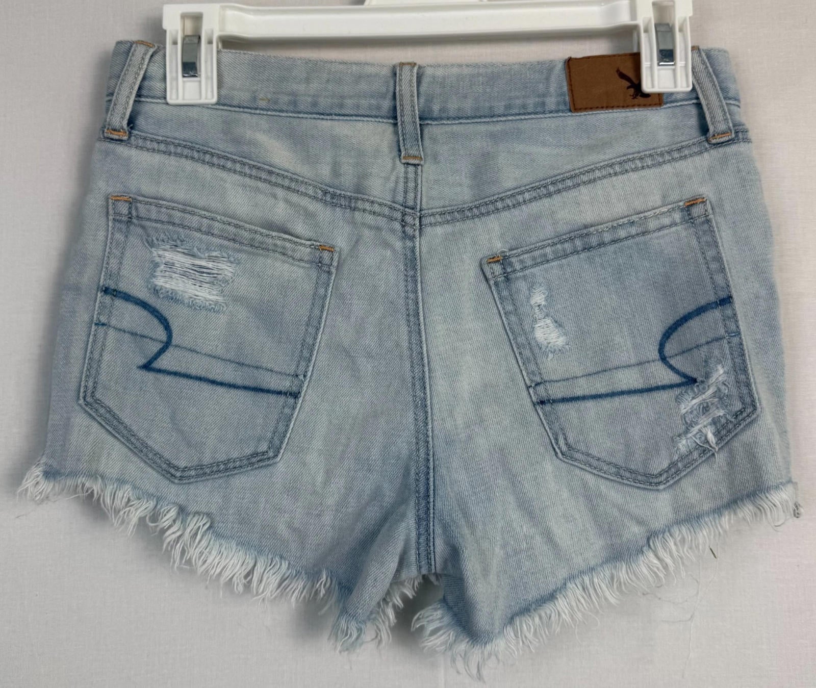 American Eagle Womens Shorts Sz 0 Button Fly Vintage HiRise Festival Distressed