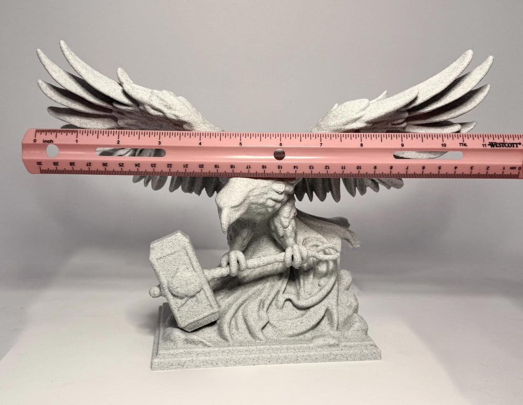 3D Printed Eagle and Mjolnir - Stone Looking PLA