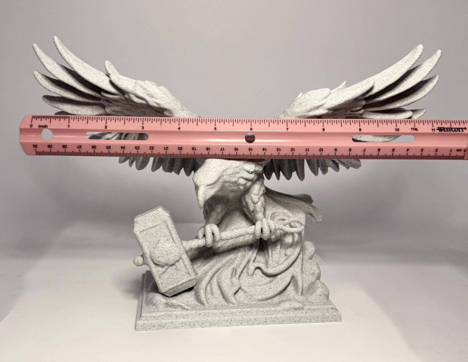 3D Printed Eagle and Mjolnir - Stone Looking PLA