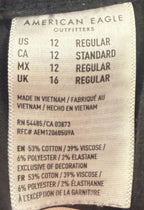 American Eagle Next Level Stretch Super Hi Rise Jegging Womens 12 Black Distress