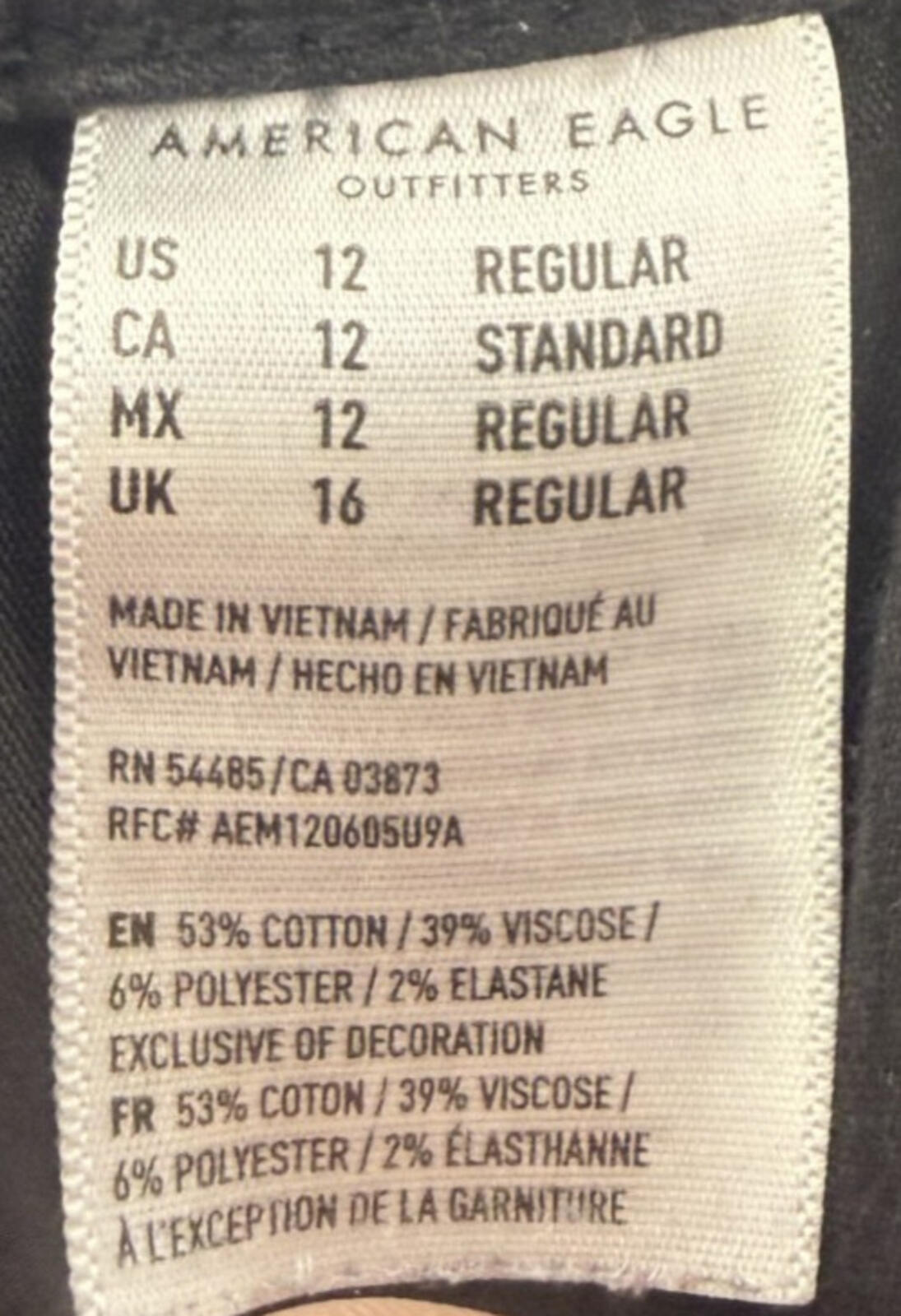 American Eagle Next Level Stretch Super Hi Rise Jegging Womens 12 Black Distress