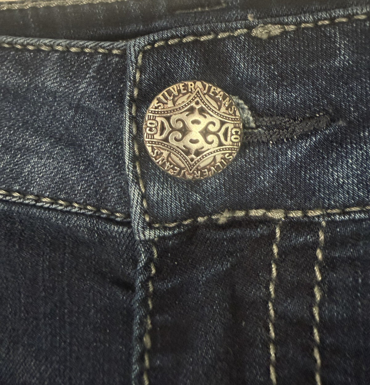 Silver Jeans Suki Mid Super Stretch Womens 34x31 Dark Wash Denim 9” Rise