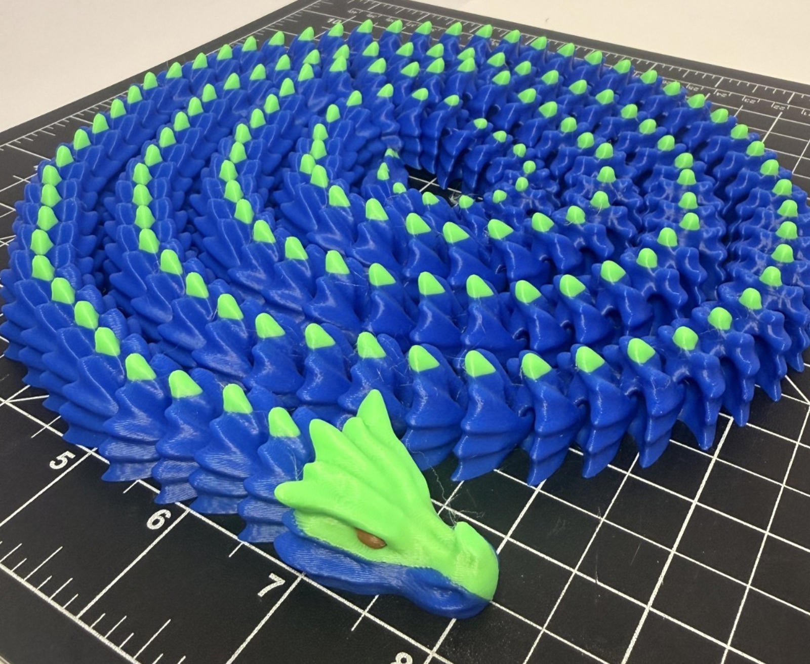 3D Printed LONG Dragon/Snake - PLA - Blue and Green - 5 Feet 4 Inches