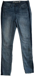 Seven7 Womens Size 4 Medium Wash Mid Rise Skinny Jeans / darker blue side stripe