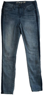 Seven7 Womens Size 4 Medium Wash Mid Rise Skinny Jeans / darker blue side stripe